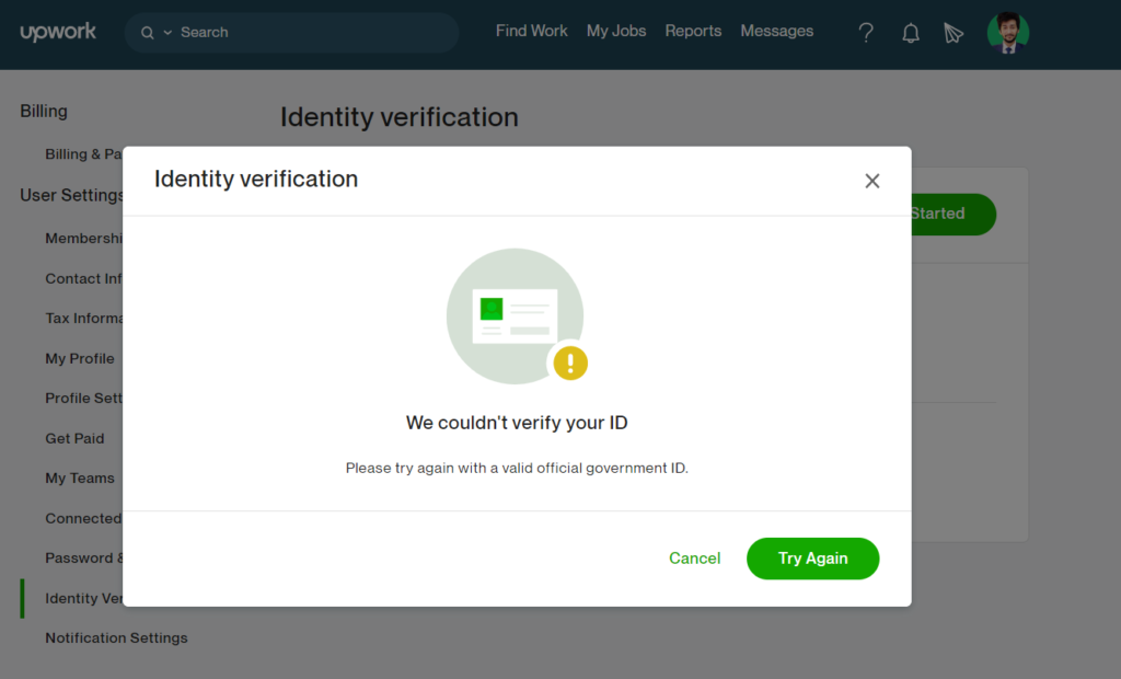 verification upwork